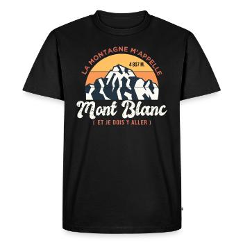 Mont Blanc Montagne m appelle Alpinisme Randonnée - T-shirt Premium bio Homme - noir - Devant - Nico (187cm)