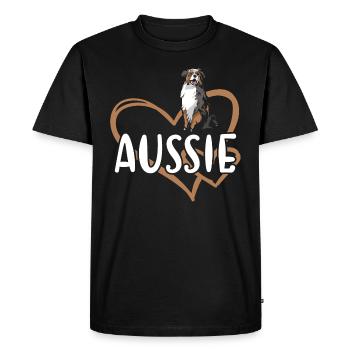 Dog Aussie Heart - Men's Premium Organic T-Shirt - black - Front - Nico (187cm)