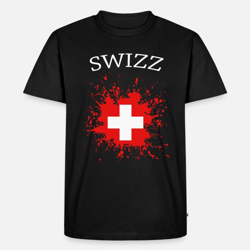 Schweiz, schweizer Flagge - Männer Premium Bio T-Shirt - Schwarz