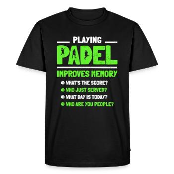 Jouer au padel aide à s’amuser dans la mémoire du padel - T-shirt Premium bio Homme - noir - Devant - Nico (187cm)