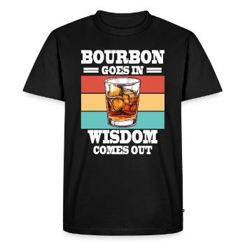 Le bourbon entre la sagesse sort un whisky drôle - T-shirt Premium bio Homme - noir - Devant - Nico (187cm)