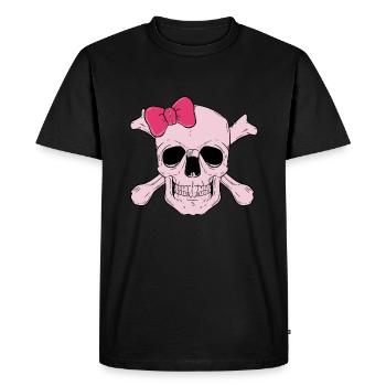 Crâne femelle avec noeud rose - T-shirt Premium bio Homme - noir - Devant - Nico (187cm)