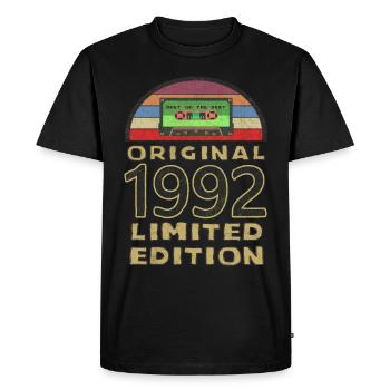 Né en 1992 Original Retro Cassette Anniversaire - T-shirt Premium bio Homme - noir - Devant - Nico (187cm)