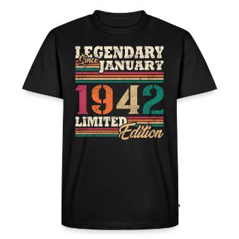 Légendaire Janvier 1942 édition limitée - T-shirt Premium bio Homme - noir - Devant - Nico (187cm)