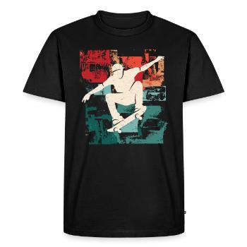 Patinage Vintage Skateboard Skateboarder Skater - T-shirt Premium bio Homme - noir - Devant - Nico (187cm)