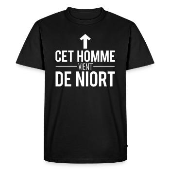 Cet homme vient de niort ville france - T-shirt Premium bio Homme - noir - Devant - Nico (187cm)
