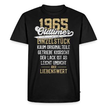 LUSTIG 61. GEBURTSTAG OLDTIMER 1965 EINZELSTÜCK - Männer Premium Bio T-Shirt - Schwarz - Vorne - Nico (187cm)
