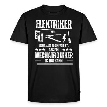 Dicton drôle d’électricien - T-shirt Premium bio Homme - noir - Devant - Nico (187cm)