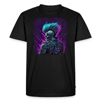 Synthwave Zombie Skull - Men's Premium Organic T-Shirt - black - Front - Nico (187cm)