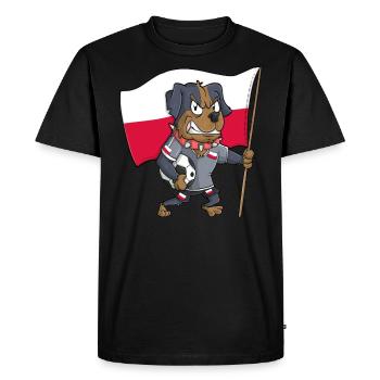 Poland Fan Dog - Men's Premium Organic T-Shirt - black - Front - Nico (187cm)