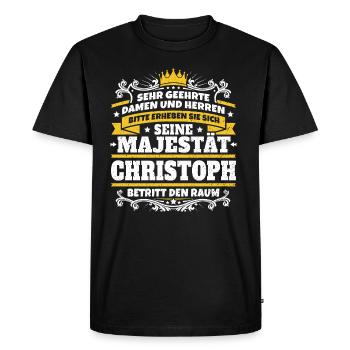Sa Majesté Christoph - T-shirt Premium bio Homme - noir - Devant - Nico (187cm)