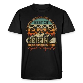 Né en 2002 Vintage Anniversaire Rétro - T-shirt Premium bio Homme - noir - Devant - Nico (187cm)