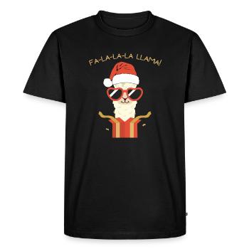 Christmas llama - T-shirt Premium bio Homme - noir - Devant - Nico (187cm)
