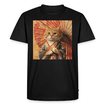 Kimono Chat Japon - T-shirt Premium bio Homme - noir - Devant - Nico (187cm)