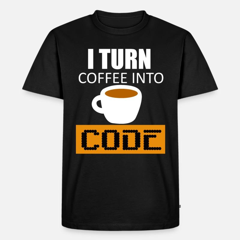Kaffee in Code verwandeln - Männer Premium Bio T-Shirt - Schwarz