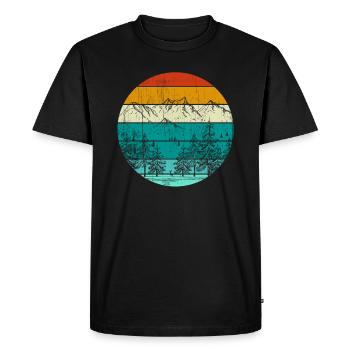 Nature retro and vintage mountain hiking design - Men's Premium Organic T-Shirt - black - Front - Nico (187cm)
