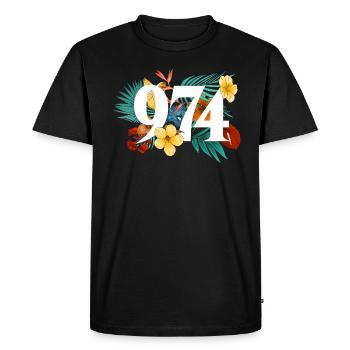 974 Flowers - T-shirt Premium bio Homme - noir - Devant - Nico (187cm)