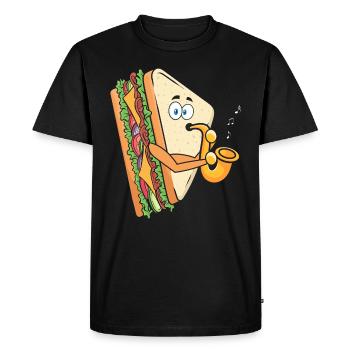 Saxophonist Saxophones Cheese Music Musician - Men's Premium Organic T-Shirt - black - Front - Nico (187cm)