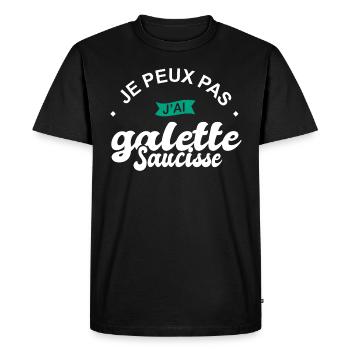 je peux pas j ai galette sausisse bretagne - T-shirt Premium bio Homme - noir - Devant - Nico (187cm)