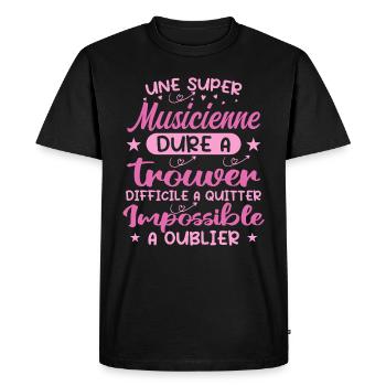 Une Super Musicienne - Cadeau musicienne - T-shirt Premium bio Homme - noir - Devant - Nico (187cm)