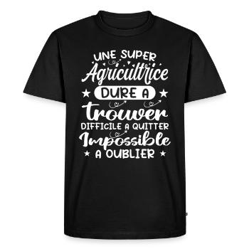 Une Super Agricultrice - Cadeau agricultrice - T-shirt Premium bio Homme - noir - Devant - Nico (187cm)