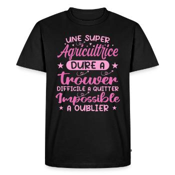 Une Super Agricultrice - Cadeau agricultrice - T-shirt Premium bio Homme - noir - Devant - Nico (187cm)