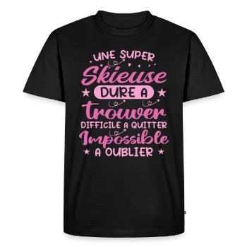 Une Super Skieuse - Cadeau skieuse - T-shirt Premium bio Homme - noir - Devant - Nico (187cm)