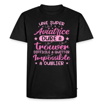 Une Super Aviatrice - Cadeau aviatrice - T-shirt Premium bio Homme - noir - Devant - Nico (187cm)