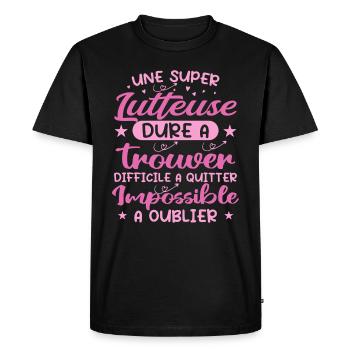 Une Super Lutteuse - Cadeau lutteuse - T-shirt Premium bio Homme - noir - Devant - Nico (187cm)