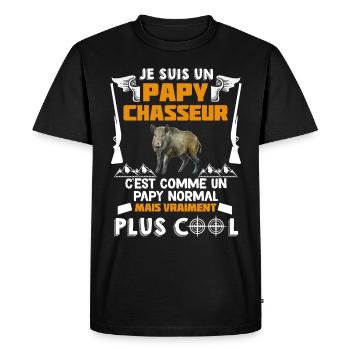 Papy chasseur cool Chasse Sanglier - T-shirt Premium bio Homme - noir - Devant - Nico (187cm)