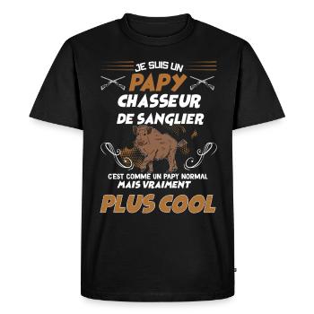 Sanglier Chasse Humour - T-shirt Premium bio Homme - noir - Devant - Nico (187cm)