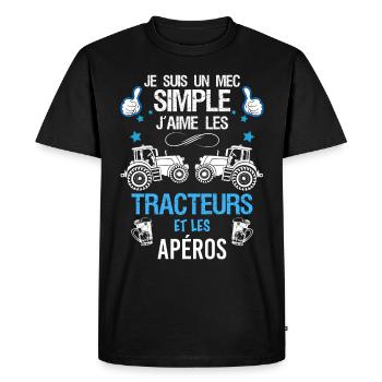Tracteur Et Apéros Le Combo Parfait Cadeau Homme - T-shirt Premium bio Homme - noir - Devant - Nico (187cm)