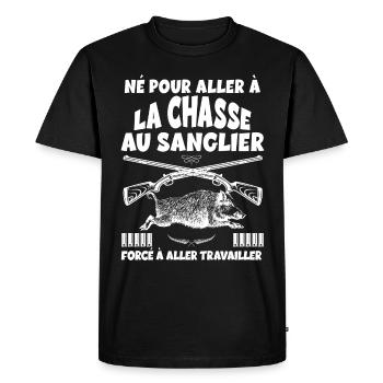 Chasseur Né Cadeau Homme Chasse Au Sanglier - T-shirt Premium bio Homme - noir - Devant - Nico (187cm)