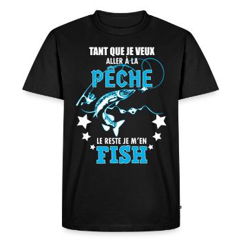 Pêcheur humour Citation Cadeau Homme Pêche - T-shirt Premium bio Homme - noir - Devant - Nico (187cm)