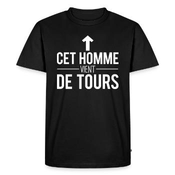 Cet homme vient de tours tourain humour - T-shirt Premium bio Homme - noir - Devant - Nico (187cm)