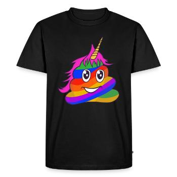 Licorne Poop Emoticon Garbage Rainbow - T-shirt Premium bio Homme - noir - Devant - Nico (187cm)