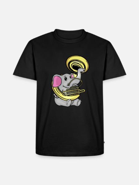 Sousaphone Music Big Band Orchestra Cute Elephant - Men's Premium Organic T-Shirt - black