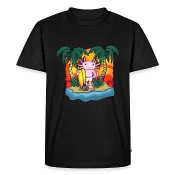 Surfer Cadeau Enfants Plage Baignade Mer Axolotl - T-shirt Premium bio Homme - noir - Devant - Nico (187cm)