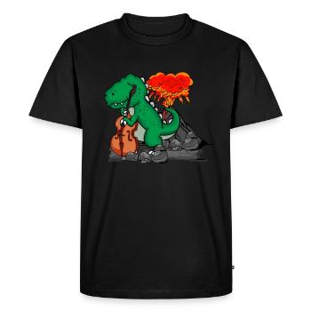 Dinosaur Musicien Big Band Orchestra Contrebasse - T-shirt Premium bio Homme - noir - Devant - Nico (187cm)