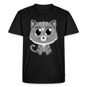 Chat gris - T-shirt Premium bio Homme - noir - Devant - Nico (187cm)