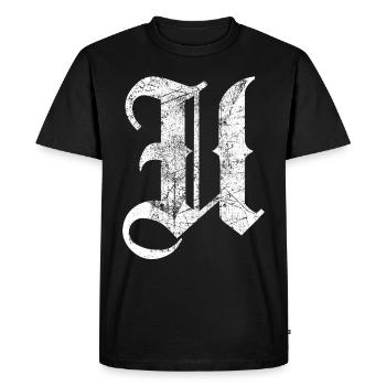 Tshirt alphabet initiale U - T-shirt Premium bio Homme - noir - Devant - Nico (187cm)