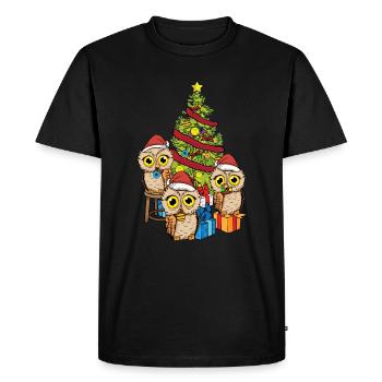 Christmas Owl Christmas Tree Christmas Owl - Men's Premium Organic T-Shirt - black - Front - Nico (187cm)