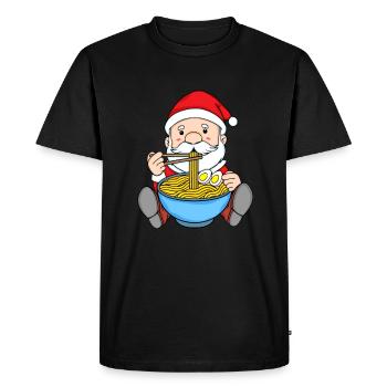 Kawaii Père Noël Food Japan Noodles Ramen - T-shirt Premium bio Homme - noir - Devant - Nico (187cm)