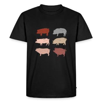Retro Pigs Gift Men Farm Pig - Men's Premium Organic T-Shirt - black - Front - Nico (187cm)