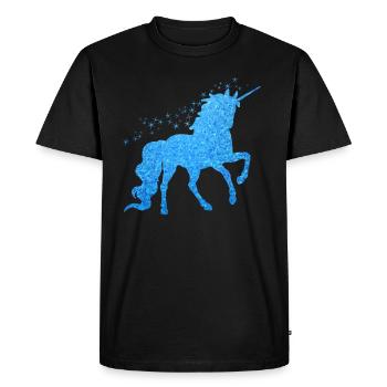 La licorne pailleté bleu - T-shirt Premium bio Homme - noir - Devant - Nico (187cm)