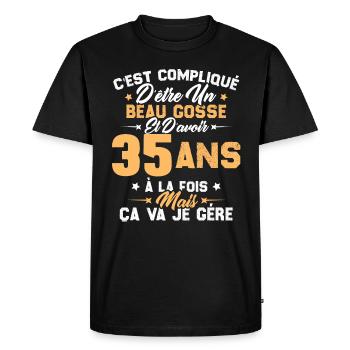 Cadeau d'anniversaire Beau gosse et d'avoir 35 ans - T-shirt Premium bio Homme - noir - Devant - Nico (187cm)