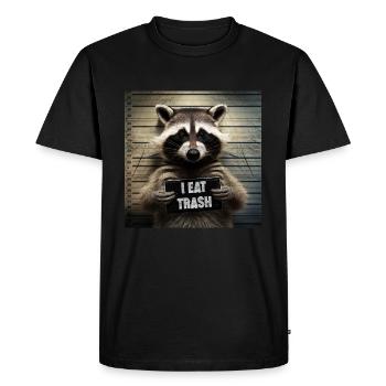 Arrested Raccoon Police Mugshot I Eat Trash - Men's Premium Organic T-Shirt - black - Front - Nico (187cm)