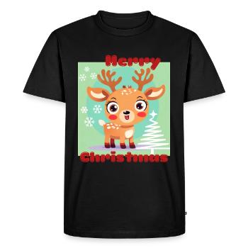 Merry Christmas - cute lucky deer - snow xmas - Men's Premium Organic T-Shirt - black - Front - Nico (187cm)