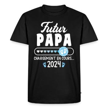 Futur Papa 2024 Papa En Cours Annonce Grossesse - T-shirt Premium bio Homme - noir - Devant - Nico (187cm)
