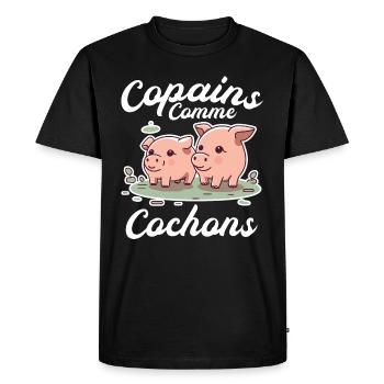 Copains Comme Cochon Citation Homme Meilleur Ami - T-shirt Premium bio Homme - noir - Devant - Nico (187cm)